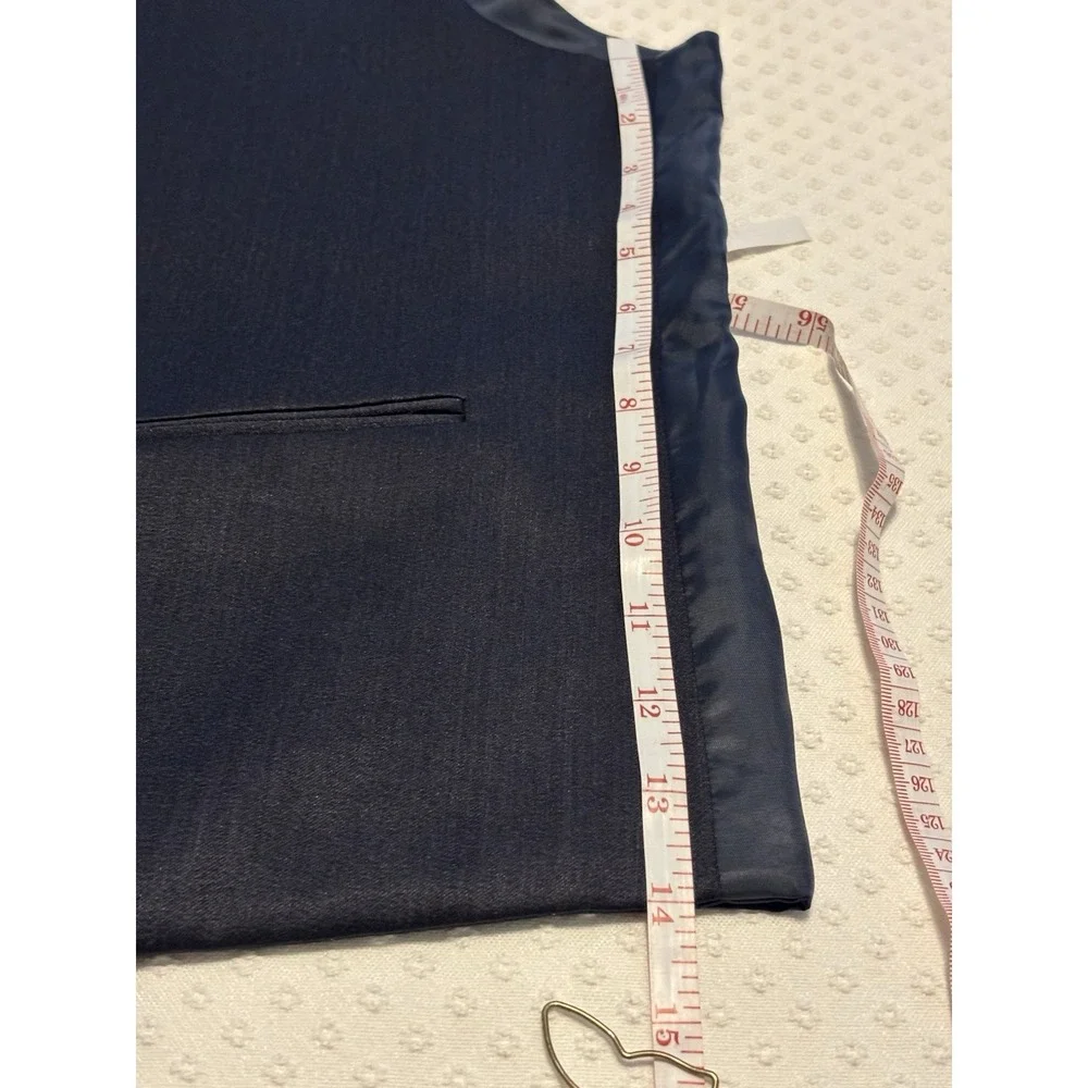 Men's Reversible Formal Vest Navy Blue Pinstripe Satin Waistcoat Suit Vest